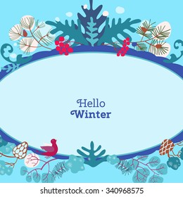 Template winter invitations, postcards and advertising posters. New year and Christmas design. Vector illustration