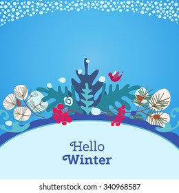 Template winter invitations, postcards and advertising posters. New year and Christmas design. Vector illustration