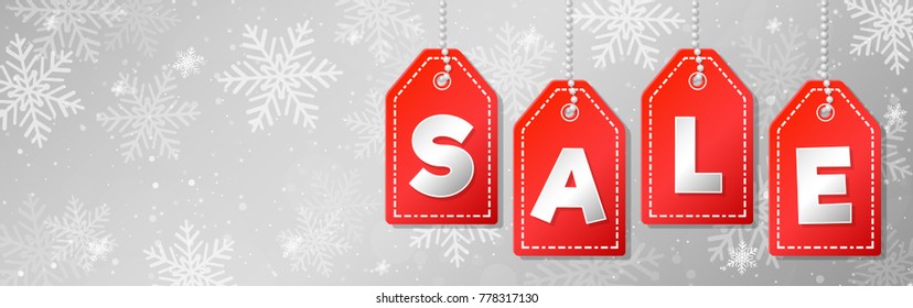 Template of Winter Sale banner. Vector.