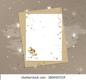 Plantilla para la lista Wish 2021. Objetivos para el año. Feliz Año Nuevo y Feliz Navidad de fondo abstracto con decoración. Vector.