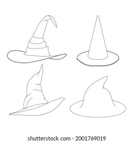Template witches hat vector illustration flat design outline
