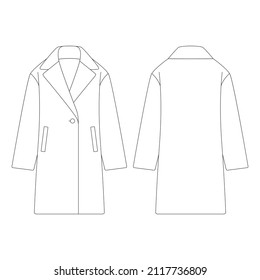 Template women fleece coat vector illustration flat design outline clothing collection outerwear