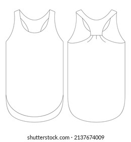 Template women tank top loose vector illustration flat design outline clothing collection