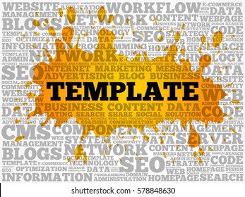 TEMPLATE word cloud collage, technology business concept background