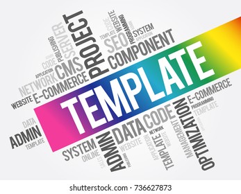 TEMPLATE word cloud, technology business concept background