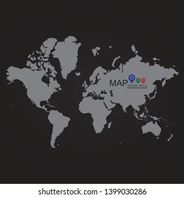 Template world map, planet earth, silhouettes of continents and Islands, vector High detail world map isolated on white background, high resolution. - Vector