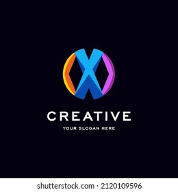 Template X concept logo . Creative symbol design for company. Realistic 3d volume icon element.