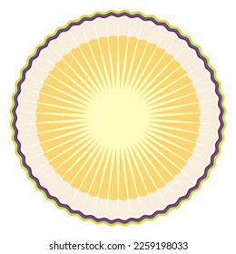 Template with yellow design and round frame with Colombian flag colors over white background.