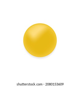 Template Yellow Pill. Circle 3d Realistic Medical Tablet. Mockup of Round Painkiller, Vitamin or Antibiotic. Pharmaceutical Medicament and Drug. Healthcare Concept. Isolated Vector Illustration.