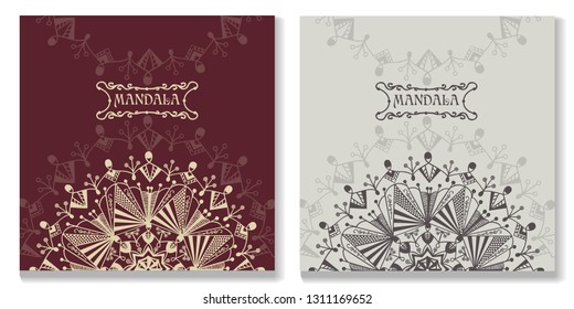Template for yoga studio or event, wedding invitation, gift certificate, postcard, business card, coloring book, phone case print or fashion design. Vector illustration EPS 10.