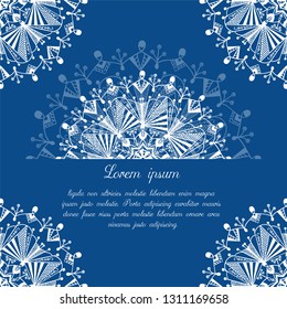 Template for yoga studio or event, wedding invitation, gift certificate, postcard, business card, coloring book, or fashion design. Vector illustration EPS 10.