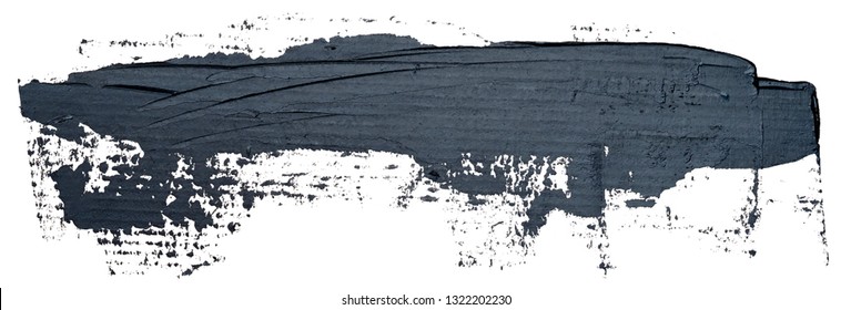 Template for your banner text - long textured black oil paint brush stroke, isolated on white background. EPS10 vector illustration.