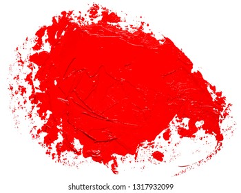 Template for your banner text - textured red oil paint brush stroke circle speech bubble form, isolated on white background. EPS10 vector illustration