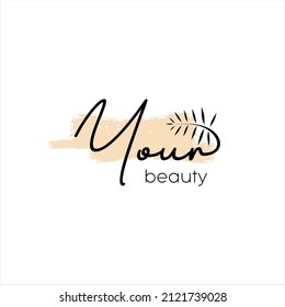 Template your beauty salon logo vector image. Symbol of the beauty industry, health, personal care. Linear stylized for beauty studio. Concept logo for beauty salon, healthcare industry, makeup artist