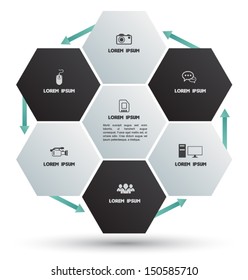 Template for your business presentation with arrows and text areas (info graphic) / can use for business concept / education diagram / object for advertising.