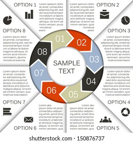 Template for your business presentation with circle arrows and text areas (info graphic)