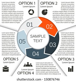 Template For Your Business Presentation With Circle Arrows And Text Areas (info Graphic)