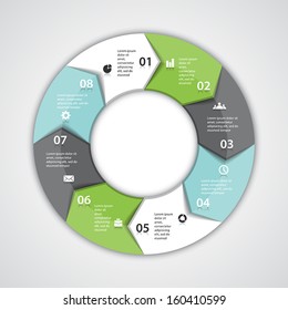 Template for your business presentation with circle arrows and text areas (info graphic)