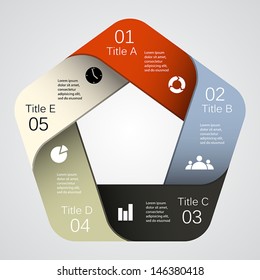 Template for your business presentation with five parts and text areas (info graphic)