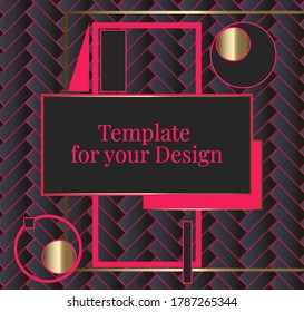 Template for your design on brick elements background of different geometric forms for packing,  banner, flyer and print design. Workpiece for your design. 