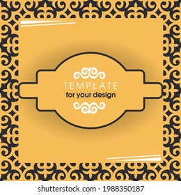 Vorlage für Ihr Design. Zierelemente und Motive aus Kasachisch, Kirgisien, Usbekistan, asiatisches Dekor für Verpackungen, Boxen, Banner und Print-Design. Vektorgrafik.