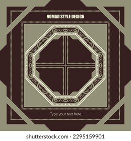 Template for your design. Ornamental elements and motifs of Kazakh, Kyrgyz, Uzbek, national Asian decor for packaging, boxes, banner and print design. Vector.	Nomad style.