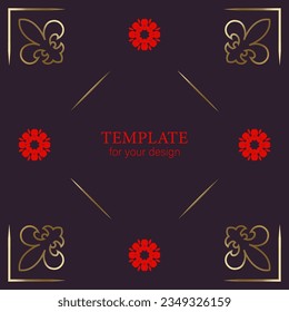 Plantilla para su diseño. Elementos ornamentales y motivos de decoración kazaja, kirguisa, uzbeka, nacional asiática para empaque, cajas, banner y diseño impreso. Estilo nómada. Vector.	
