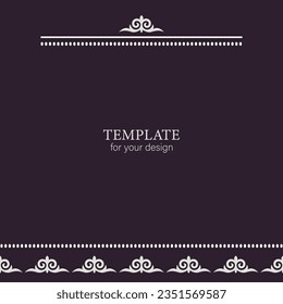 Template for your design. Ornamental elements and motifs of Kazakh, Kyrgyz, Uzbek, national Asian decor for packaging, boxes, banner and print design. Nomad style. Vector.	
