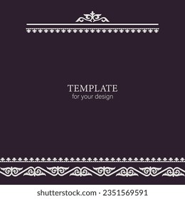 Template for your design. Ornamental elements and motifs of Kazakh, Kyrgyz, Uzbek, national Asian decor for packaging, boxes, banner and print design. Nomad style. Vector.	
