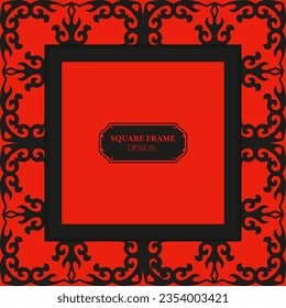 Template for your design with ornamental elements and motifs of Kazakh, Kyrgyz, Tatar national Asian decor for packing, banner, flyer and print design. Square frame. Workpiece for your design.
