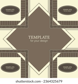 Template for your design. Ornamental elements and motifs of Kazakh, Kyrgyz, Uzbek, national Asian decor for packaging, boxes, banner and print design. Nomad style. Vector.