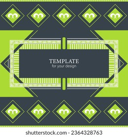 Template for your design. Ornamental elements and motifs of Kazakh, Kyrgyz, Uzbek, national Asian decor for packaging, boxes, banner and print design. Nomad style. Vector.