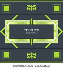 Template for your design. Ornamental elements and motifs of Kazakh, Kyrgyz, Uzbek, national Asian decor for packaging, boxes, banner and print design. Nomad style. Vector.