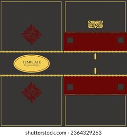 Template for your design. Ornamental elements and motifs of Kazakh, Kyrgyz, Uzbek, national Asian decor for packaging, boxes, banner and print design. Nomad style. Vector.