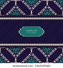 Template for your design. Ornamental elements and motifs of Kazakh, Kyrgyz, Uzbek, national Asian decor for packaging, boxes, banner and print design. Nomad style. Vector.