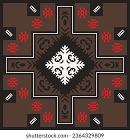 Template for your design. Ornamental elements and motifs of Kazakh, Kyrgyz, Uzbek, national Asian decor for packaging, boxes, banner and print design. Nomad style. Vector.