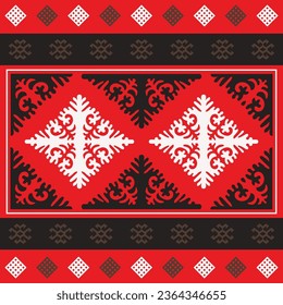 Template for your design. Ornamental elements and motifs of Kazakh, Kyrgyz, Uzbek, national Asian decor for packaging, boxes, banner and print design. Nomad style. Vector.