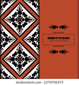 Template for your design. Ornamental elements and motifs of Kazakh, Kyrgyz, Uzbek, national Asian decor for packaging, boxes, banner and print design. Vector. Nomad style.