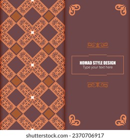 Template for your design. Ornamental elements and motifs of Kazakh, Kyrgyz, Uzbek, national Asian decor for packaging, boxes, banner and print design. Vector. Nomad style.