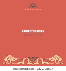 Template for your design. Ornamental elements and motifs of Kazakh, Kyrgyz, Uzbek, national Asian decor for packaging, boxes, banner and print design. Nomad style. Vector.