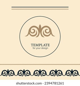 Vorlage für Ihr Design. Zierelemente und Motive aus Kasachisch, Kirgisien, Usbekistan, asiatisches Dekor für Verpackungen, Boxen, Banner und Print-Design. Nomad Stil. Vektorgrafik.	
