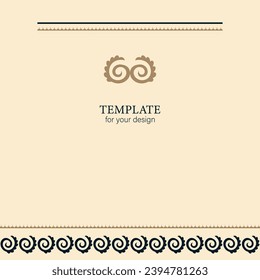 Template for your design. Ornamental elements and motifs of Kazakh, Kyrgyz, Uzbek, national Asian decor for packaging, boxes, banner and print design. Nomad style. Vector.	
