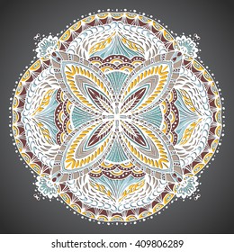Template for your design. Postcard invitation to your event. Colorful mandala.