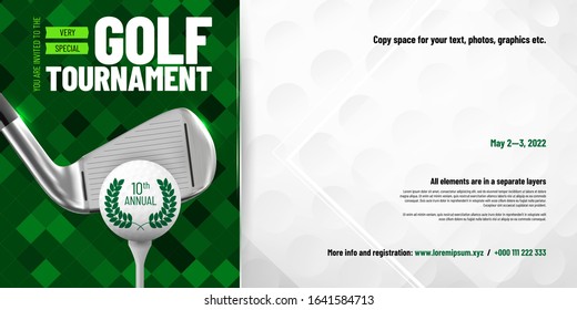 Template for your golf tournament invitation with sample text in separate layer - vector illustration