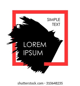 Template for your text modern style black blob in a square frame red