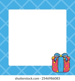 Template for your text. notepad with cute gift box. notepad, label, sticker, notebook, tag. notepad diary stickers. sticky note reminder. sticker paper