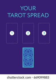 Template for your three tarot card spread. Reverse side. Place for three cards. Vector illustration