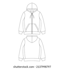 Template zip hoodie vector illustration flat design outline clothing collection