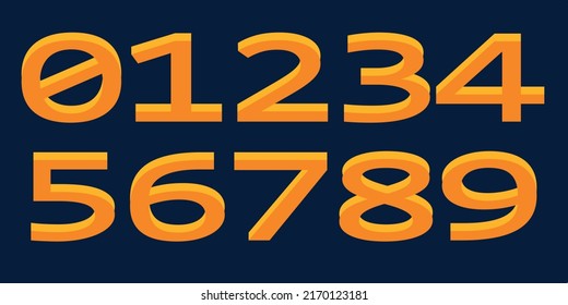 Templates 3D figures of number from 0 to 9. Vector illustration