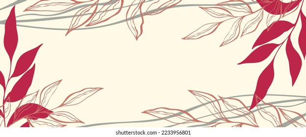 Plantillas estilo boho abstracto con el color de tendencia Viva Magenta 2023 , banner y diseño publicitario, folleto.